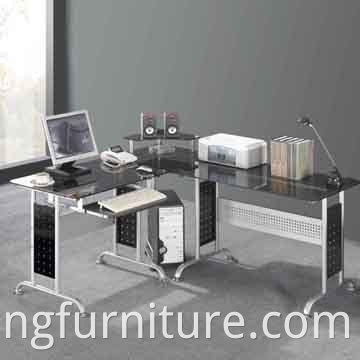 2015 escritorio de trabajo de cristal grande del ordenador de oficina en forma de L